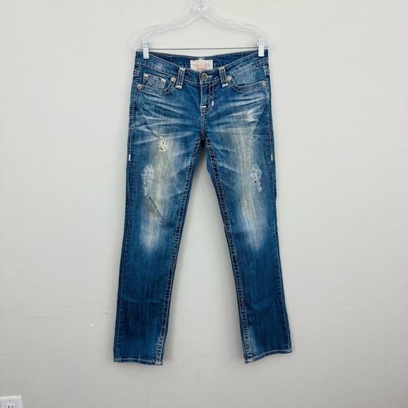 Big Star Blue Denim Straight Leg Jeans Low Rise Womens 28R - Picture 1 of 11